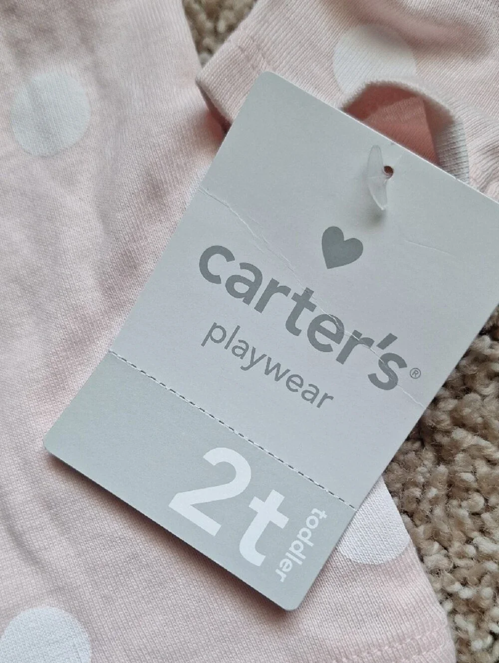 Carter's Light Pink Polka Dot Long Sleeve Tee with Glitter Heart